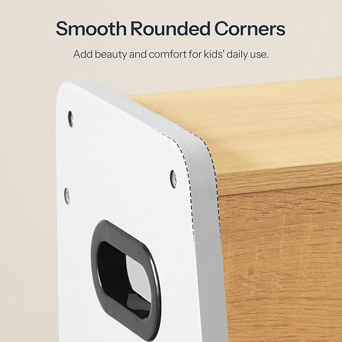 HOOBRO Step Stool for Kids, Two Step Toddler's Stool, Kids Potty Training Stool with Handles, Non-Slip Pads for Safety, Easy to Move, for Sink, Bathroom, Bedroom, White WN01JD01G1