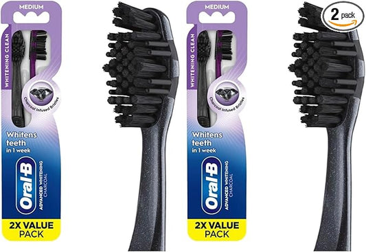 Oral-B Charcoal Toothbrushes, Medium 2ct (Pack of 2)