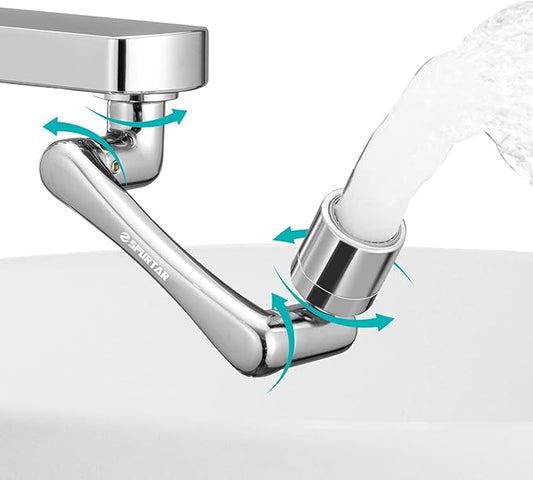 Spurtar 1440° Sink Faucet Extender for Toddlers, Faucet Aerator with Filter Swivel Silver Faucet Attachment, Multifunctional Rotatable Single Mode Fit for Bathroom Kitchen Tap G 1/2", 55/64",15/16"