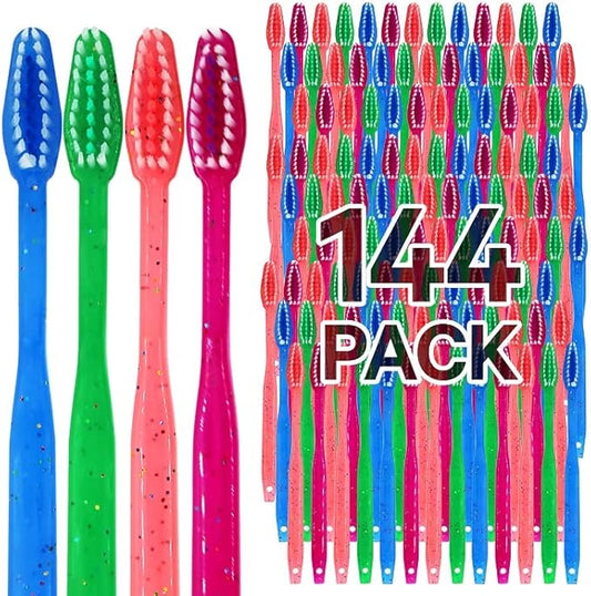 MEGA Pack Kids Disposable Toothbrushes with Paste | Children's Bubblegum Pre-Pasted & Individually Wrapped Toothbrush Bundle | Perfect for School, Camp, Summer Vacation, (144 Pack)
