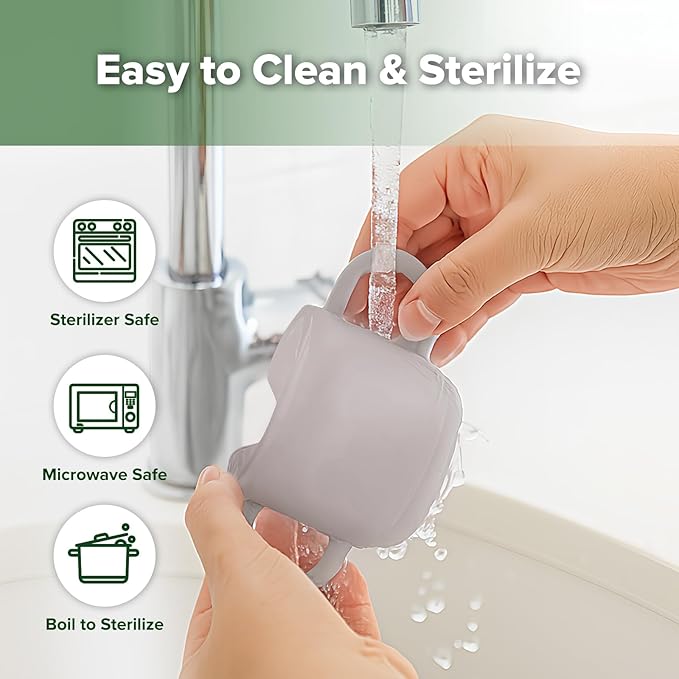 haakaa Silicone Toddler Cups, BPA Free Drop-Proof Training Open Cups for Baby 6 Months+, 5 Ounce (Suva Grey)