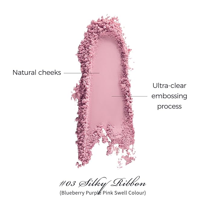 Flower Knows Swan Ballet Embossed Blush,Lavender Matte Finish,Buildable & Blendable Powder Blush for cheeks,Natural Flush for All Skin Tones(03 Silky Ribbon,5g)