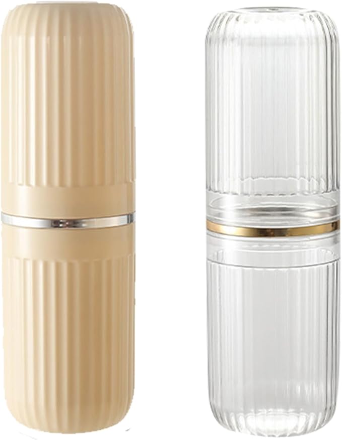 Travel Toothbrush Cup Case, Toothbrush Travel Container Portable Travel Toothbrush Holder Toothpaste Storage for School Camping Business Trip Bathroom (White,Yellow)