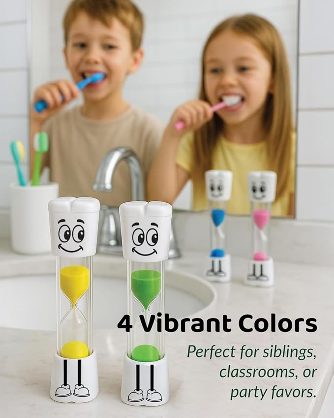 Toothbrush Timer for Kids - 2 Minute Sand Timer for Brushing Teeth - Tooth Brush Time Sand Clock - Two Minute Hour Glass - Enjoy Easy Nighttime Routines - Multi-Color Smily Face for Kids