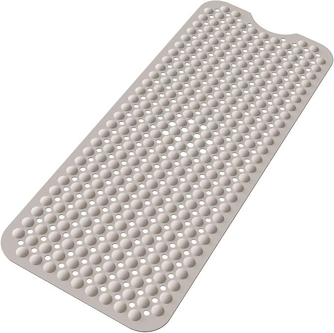 Sheepping Baby Bath Mat Non Slip Extra Long Bathtub Mat for Kids 40 X 16 Inch - Eco Friendly Bath Tub Mat with 310 Big Suction Cups,Machine Washable Shower Mat (Khaki)
