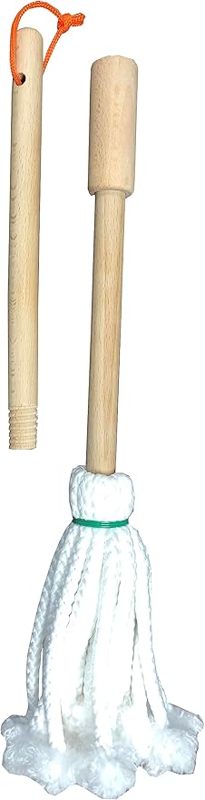 JustForKids Wooden Detachable Kids Cleaning Set - Duster, Brush, Mop, Broom and Hanging Stand Play - Housekeeping Kit - STEM Toys for Toddlers Girls & Boys, Total 6 Pieces,Multi Color,10071