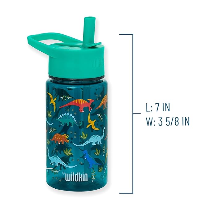 Wildkin Kids 16 Oz Water Bottle – BPA-Free Tritan, Leak-Proof Lid, Durable & Easy to Clean - Jurassic Dinosaurs