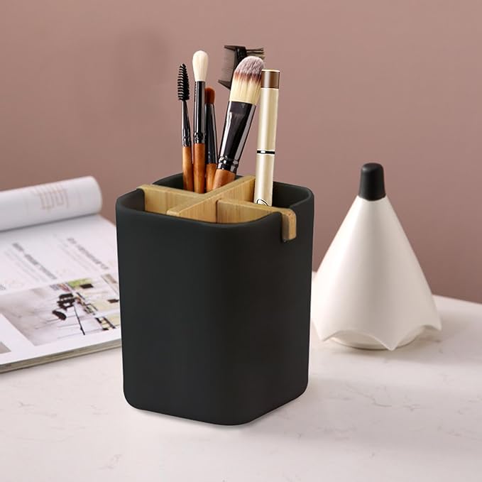 Aoheuo Bamboo-Toothbrush Holders-Multifunctional-Electric Toothbrush-Storage Box-Natural Tough-Toothpaste-Holder Suitable for Bathroom Countertops, Sink, etc.