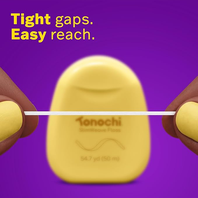 SlimWeave Flat Dental Floss for Tight Teeth & Tight Spaces – Extra Thin, Smooth-Glide, Gentle on Gums, Mint + Xylitol, 3-Pack (50 m Each)