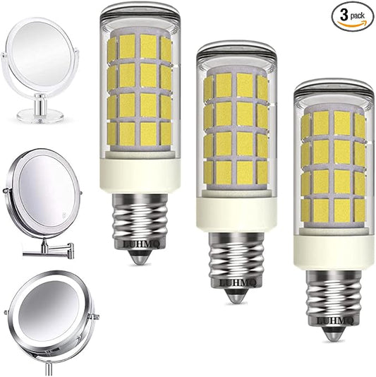 LED Bulbs 3 Pack Makeup Mirror Bulb Replacement for Cosmetic Vanity Makeup Mirror with Single Double Sided Lighted Magnification, Equivalent to 35W Incandescent Bulb 350LM AC120V(Daylight White 6000K)