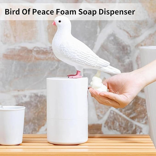 Fun Animal Series Foam Soap Dispenser-Shiba Inu,Pigeon,Shaped Foam Hand Washer,Automatic Soap Dispenser for Bathroom & Kitchen, Hilarious Gift for Kids, Adults (Peace Dove Series (Black))