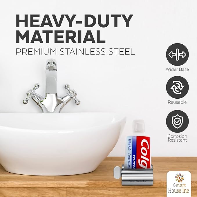Toothpaste Squeezer Tube Roller Stainless Steel Tube Squeezer Rollers, Saves Toothpaste, Creams, Puts an end to Waste - Simple and Practical (Silver)