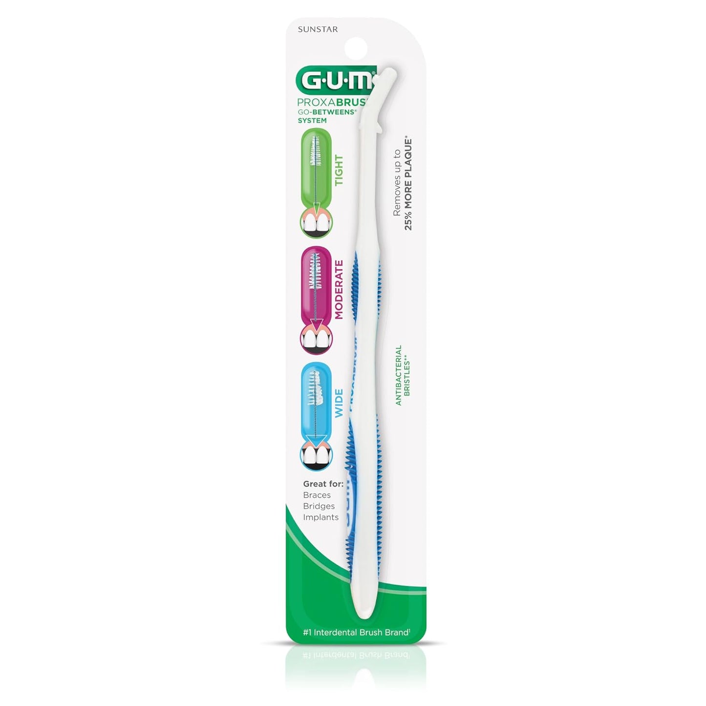 GUM Proxabrush Permanent Handle Refills - Compatible with Go-Betweens Interdental Brushes - Floss Picks for Teeth, Braces, and Implants