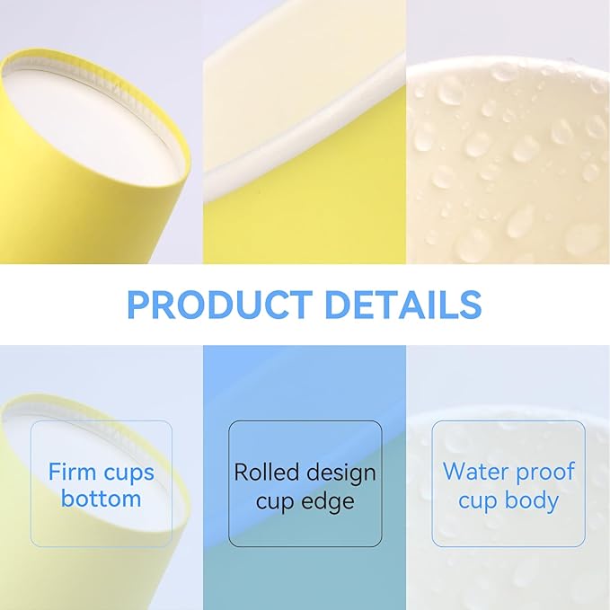 150 Pack 3oz Yellow Paper Cups,Mouthwash Cups, Disposable Bathroom Cups,Small Paper Cups 3oz Ideal for Bathroom,Supermarket,Birthday Party,Picnic and BBQ