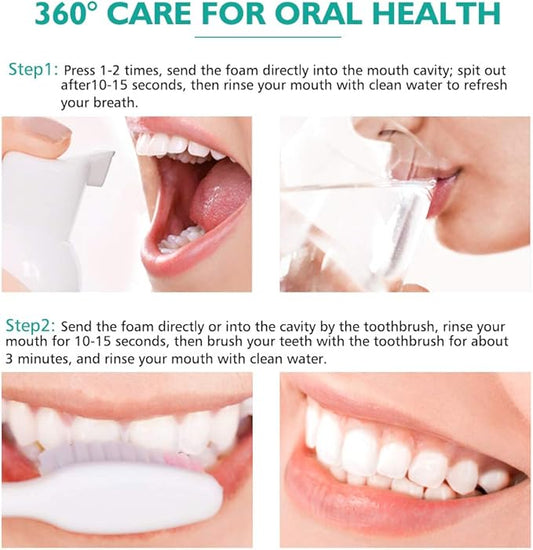 Foam Toothpaste 2PCS,Stain Removal Toothpaste for Sensitive Teeth,Teeth foaming Whitening,Baking Soda Spearmint Whitening Mousse Mouth Wash Water for Travel Friendly