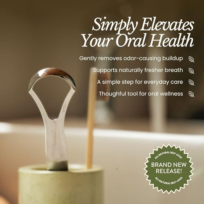 Bare Botanics Tongue Scraper 2 pcs | Durable Stainless-Steel and Reusable Tongue Cleaner w/Case | Compact Oral Hygiene Tool