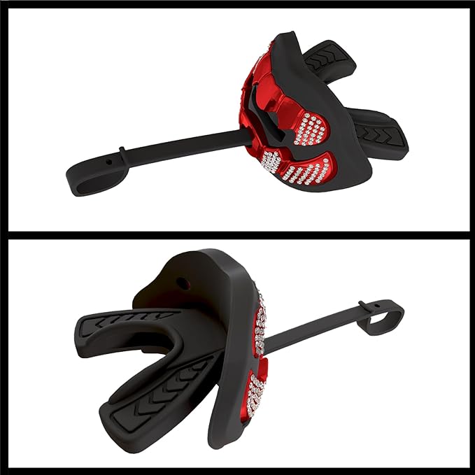 LeCool Football Mouth Guard with Connected Strap- 3D Beast Chrome Adult and Youth Mouth Guard-Mouth Piece for Sports for Maximum Air Flow and Teeth Protection