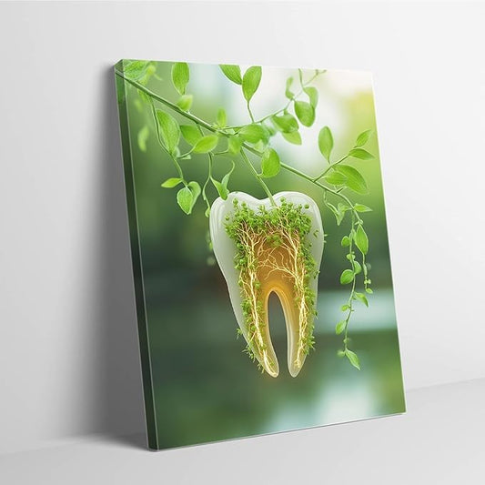 SchindlerBang Zen Dental Canvas,Peaceful Willow Tooth Print,Soothing Decor for Anxiety-Free Clinics and Patient-Friendly Spaces 16x20inch Ready to Hang