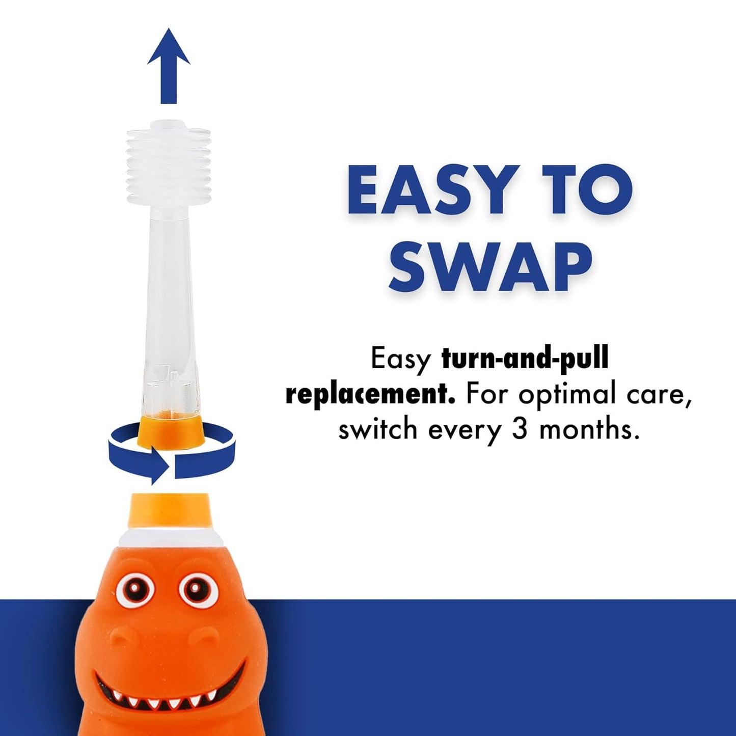 Brilliant Oral Care Kids Sonic Toothbrush Soft Replacement Heads, for Children Ages 5+, Orange, 2 Pack