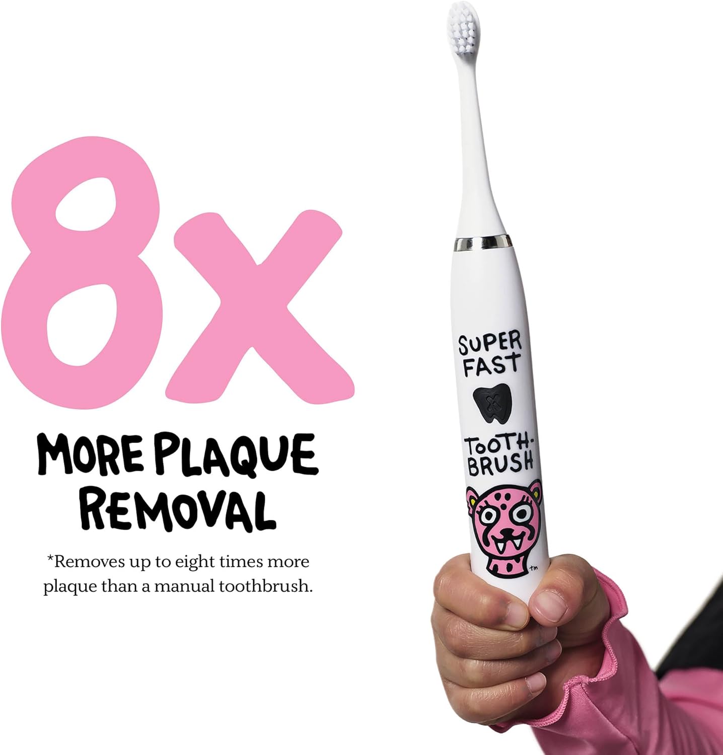 Made by Dentists Kids Electric Toothbrush - Rechargeable Vibrating Toothbrush with Timer, Includes 6 Replacement Heads, Halloween Gifts for Kids, Girls and Boys, Kid & Toddlers Age 2+, Cheetah