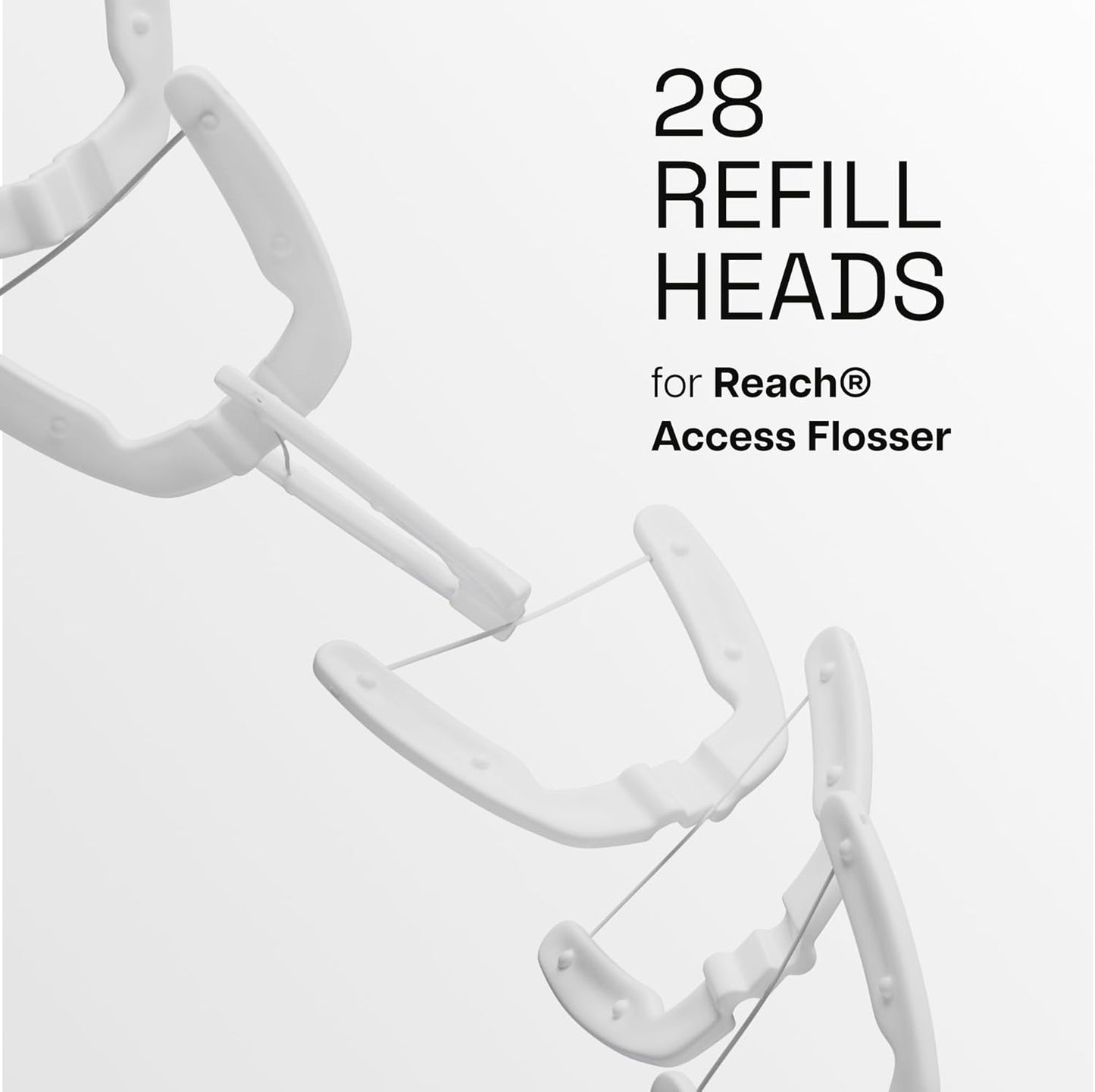 REACH Ultraclean Access Flosser Refill Heads, Unflavored, Plaque Remover for Teeth, Shred Resistant, for Hard to Reach Areas, Oral Care, PFAS Free, for Adults & Kids, 1 Pack, 28 Count