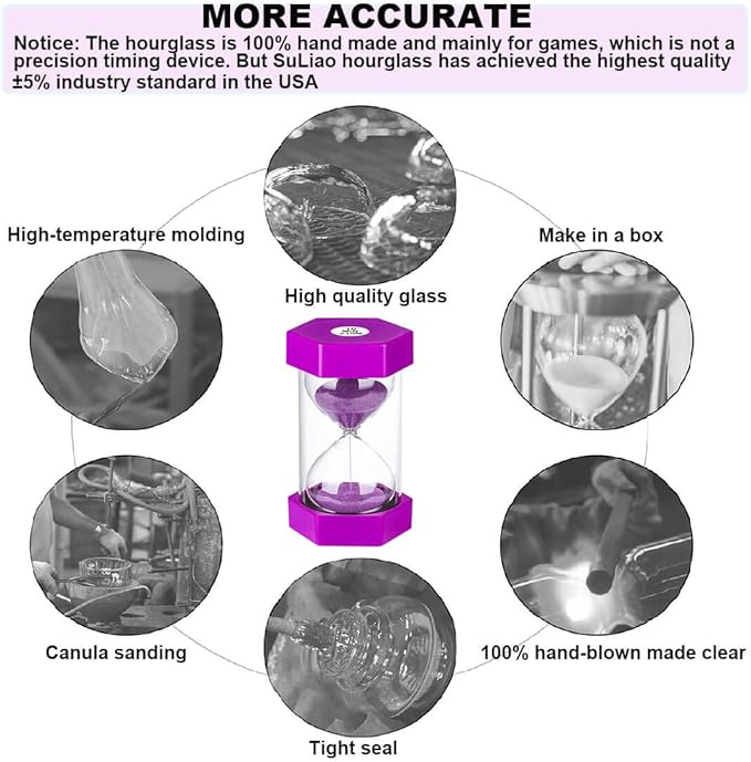 Sand Hourglass Timer 30 Minute: Plastic Sand Clock 30 Minutes, Small Purple Sand Watch 30 Min, Hour Glass Colorful Sandglass Timer for Kids, Games, Classroom, Kitchen, Decorative