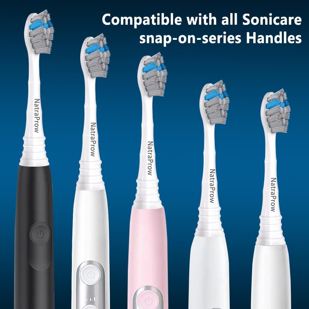 NatraProw Toothbrush Heads for Sonicare Replacement Heads,Brush Heads Compatible with Philips Sonicare Snap-On Electric Toothbrush,Bamboo Charcoal Bristle,6 Count