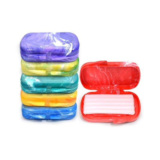 Orthodontic Dental Wax for Braces – Premium Braces Wax in Designer Marble Cases, Tooth Wax for Braces, Clear & Unscented, 6-Pack Assorted Colors