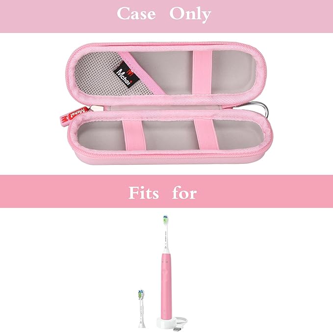 Mchoi Travel Case for Phlips Sonicare 4100 5100 1100 6100 5300 and Most Other Electric Toothbrush, Pink, Case Only