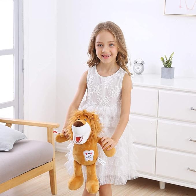 Tooth Fairy Plush, Oral Health Presentation Doll Puppet Little Lion Tooth Fairy Dental Educational Plush Small Size Doll with Teeth for Kids Chidren Boys Girls