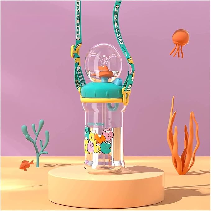 Drinking Cup With Whale Squirt, Cute Whale Cup Water Bottle, Whales Spray Sippy Cups, Leak Proof Weighted Straw Cups for kids (350ml/Green)