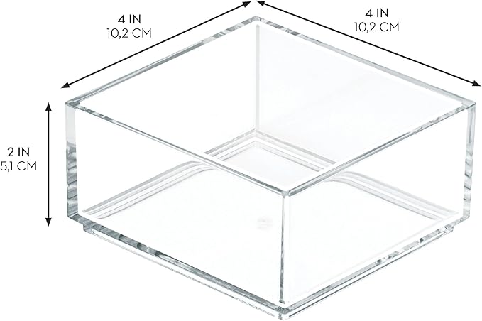 iDesign Decorative Countertop Vanity Tray Organizer for Bathroom, Bedroom, Closet, Entryway The Clarity Collection –, Extra Small, Clear