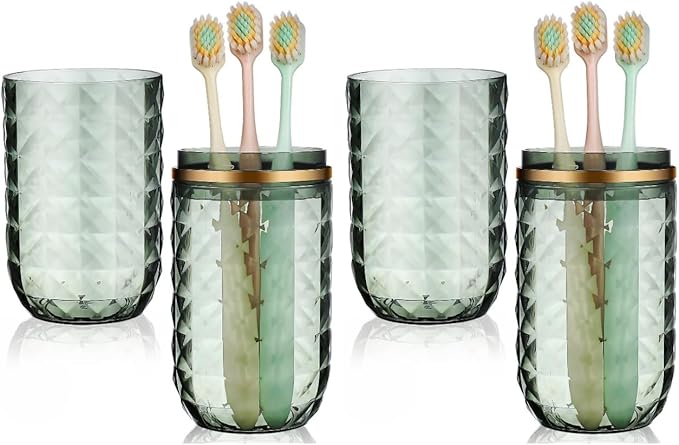 2PCS Travel Toothbrush Case Portable Toothbrush Holder Cup Storage Container for Bathroom Home School and Travel - Green