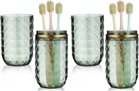 2PCS Travel Toothbrush Case Portable Toothbrush Holder Cup Storage Container for Bathroom Home School and Travel - Green