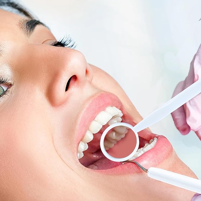 3 Pieces Dental Tools Set, Professional Disposable Plastic Dental Hygiene Cleaning Kit, including Dental Mirror, Probe for Oral Care Orthodontic Supplies