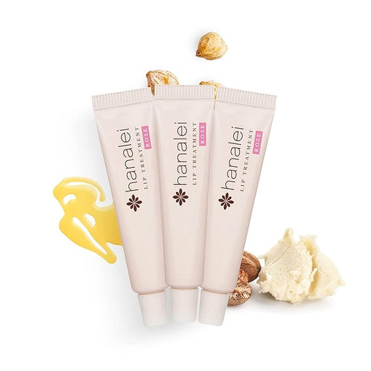 Hanalei Hydrating Lip Treatment Balm – Cruelty-Free, Paraben-Free Moisturizer for Severely Dry, Chapped Lips – Kukui Oil, Shea Butter & Grapeseed Oil –Rose Tint, Travel-Size 3-Pack (5g X 3)