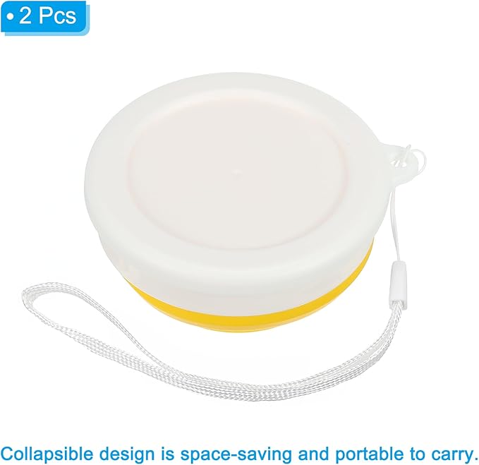 PATIKIL Collapsible Cup, 2 Pack 200mL Travel Folding Cup Silicone Portable Drinking Cup for Camping Hiking Outdoors, Yellow