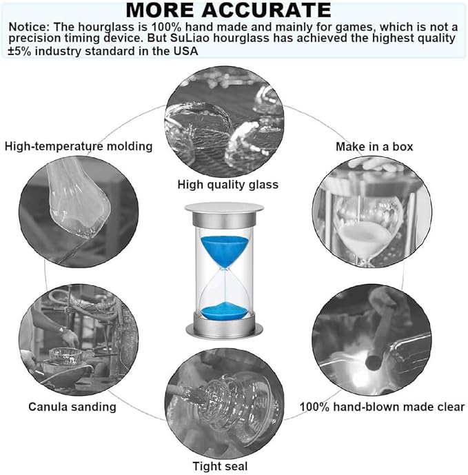 Sand Timer 1 Minute Hourglass Timer, Plastic Sand Watch 1 Minute, Small Sand Clock one Minute, Hour Glass Sandglass Timer for Kids, Games, Decoration, Classroom, Kitchen, (1 Min, Blue Sand)