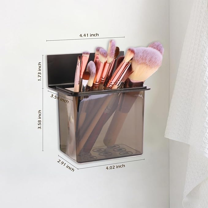 3 Pack Modern Black Metal Clear Plastic Toothbrush Holders,Toothpaste Holder Set - Kids & Adults with Wall-Mounted Metal Bathroom Organizer Set for Bathroom