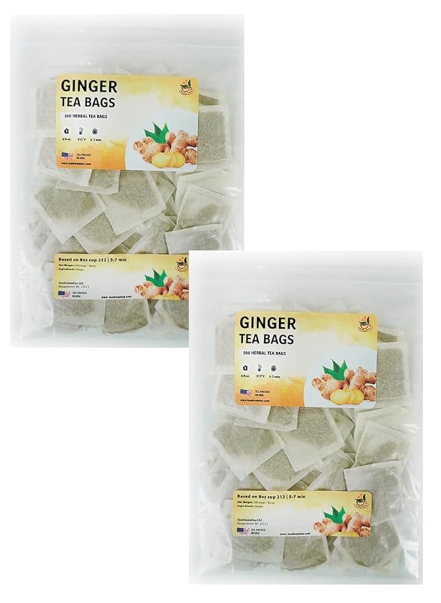 TeadreamTea Ginger Tea Bags - 400 Bleach-Free Tea Bags | Caffeine Free, Antioxidant, Calms Upset Stomach - Strengthen Immune System - Herbal Ginger Tea