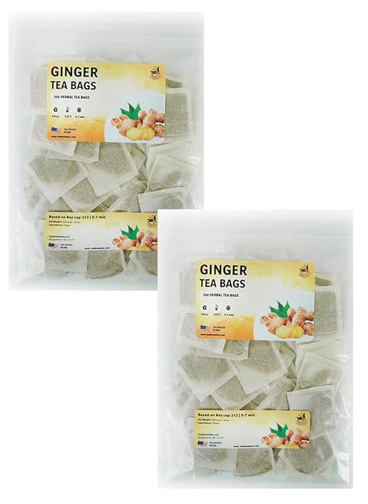 TeadreamTea Ginger Tea Bags - 400 Bleach-Free Tea Bags | Caffeine Free, Antioxidant, Calms Upset Stomach - Strengthen Immune System - Herbal Ginger Tea