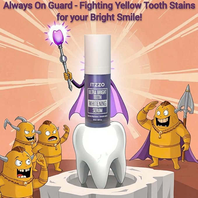 Purple Toothpaste Teeth Whitening Gel – Color Corrector Toothpaste for Yellow Teeth Removal – Peroxide-Free, Gentle Whitening Serum for Sensitive Teeth & Fresh Breath – 30ml by ITZZO