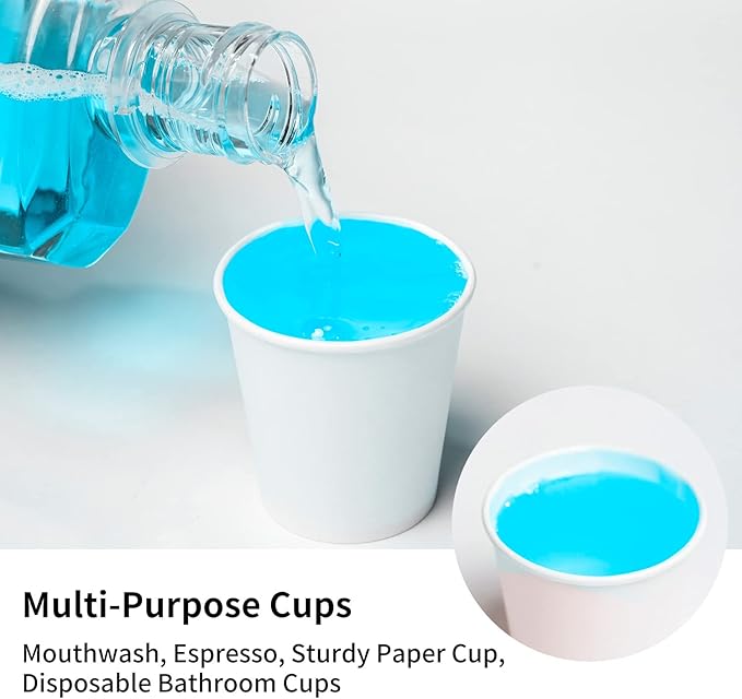 3000 Count 3 oz Small Paper Cups, Bathroom Paper Cups, Mouthwash Cups, Perfect for Bathroom