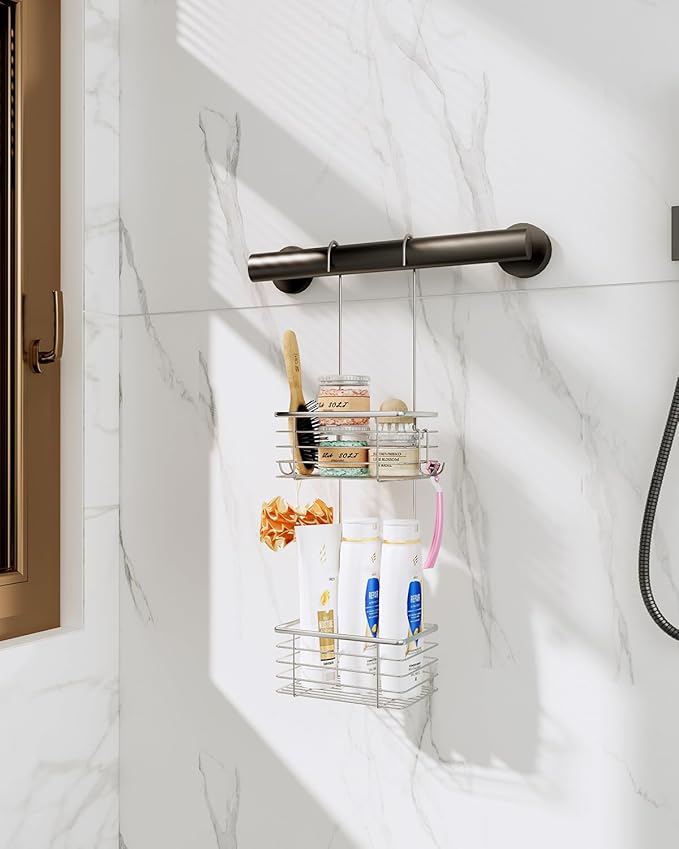 2-Tier shower caddy hanging,shower rack,small hanging bathroom organizer,bathroom door organizer,shower caddy over shower head