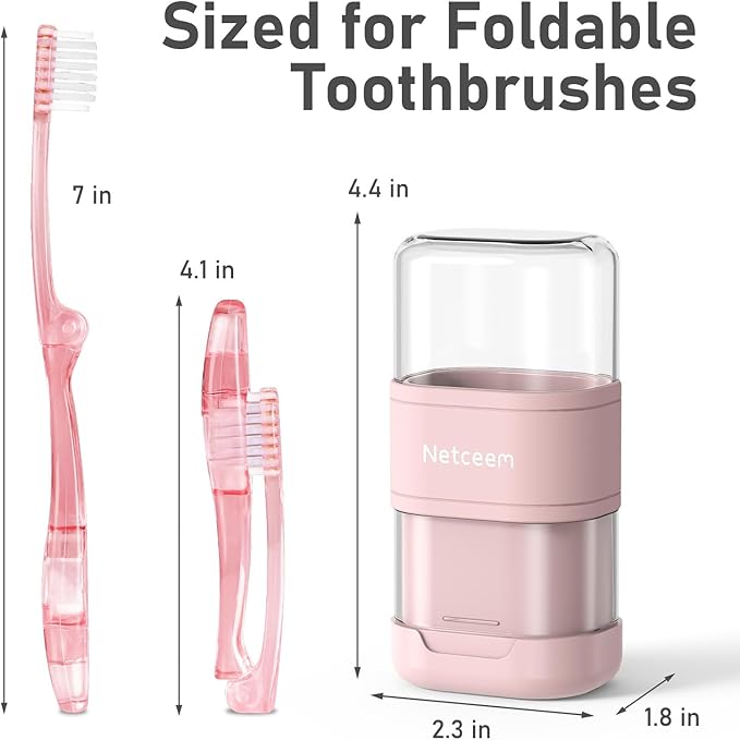 Toothbrush Case Kit Portable Folding Tooth Brush Holder for Travel and Toothpaste Cover Container with Mouthwash Cup, Compact Oral Clean Tools Organizer for Camping, Trips, School, Home (1Pack）