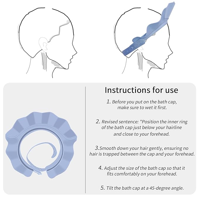 KOMIDK Baby Kids Shower Cap Shampoo Bath Bathing Hat Silicone Adjustable Washing Hair Shower Bathing Protection Shower Cap for Toddler, Baby, Kid, Children (Blue)