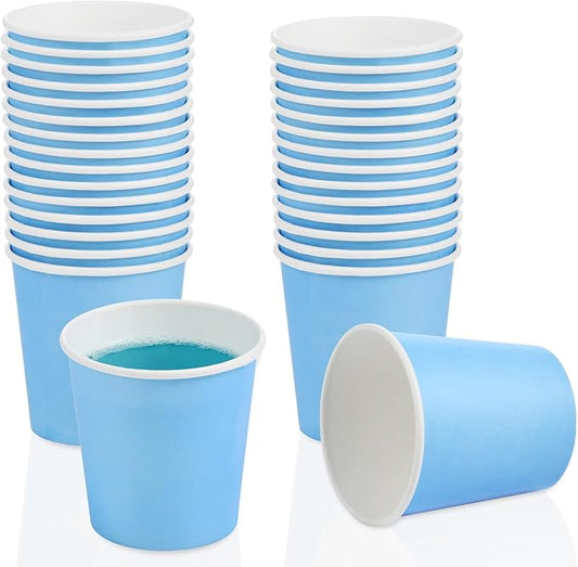 VITVITI 30 PACK Bathroom Mouthwash Cups, Disposable 3.7 OZ Coffee Paper Cup, Small Cup for Mouth Wash/Hot Cold Beverages Liquid/Tea, Blue