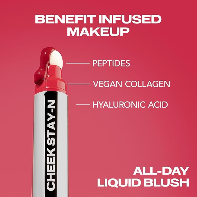 Sacheu Cheek STAY-N Liquid Blush for Cheeks — High Pigment, Buildable, Lightweight Cream Blush for Dewy & Radiant Flushed Cheeks — Long-lasting & Cruelty Free, I'm Flirty