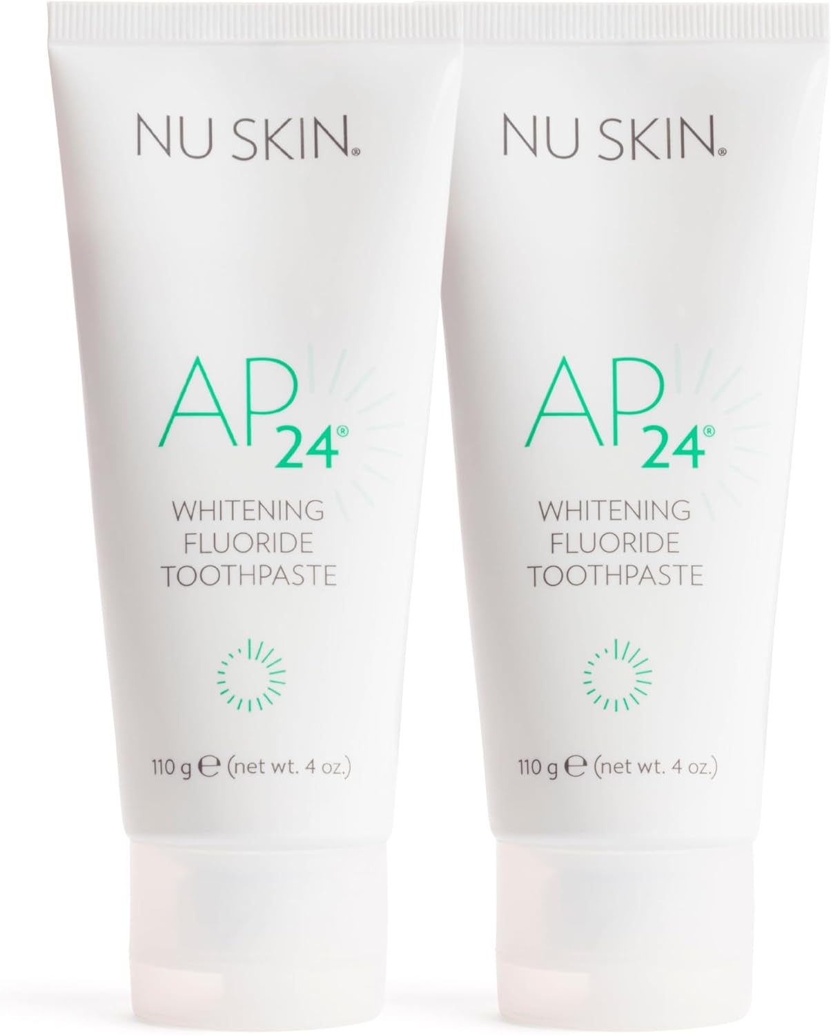 Nu Skin AP 24 Whitening Fluoride Toothpaste | AP 24 Blend | Vanilla Mint Flavor | Brightens Teeth | Removes Surface Stains | Prevents Dental Cavities & Plaque | Enamel-Safe | 4 oz | 2 Pack