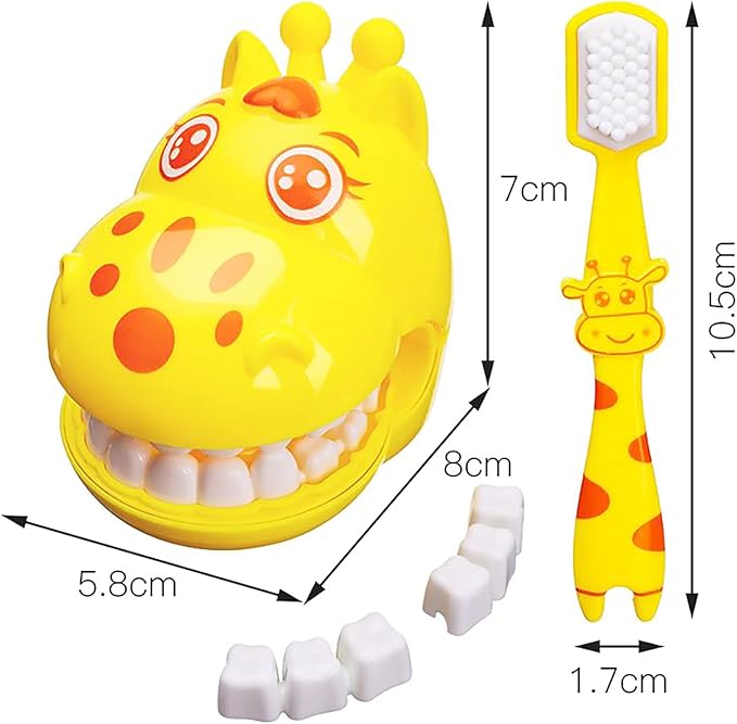 Early Education Brushing Toys, Children Role Play Toys Cute Giraffe Early Education Cartoon Tooth Brushing Toys Model Teaching Children Brushing Model for Kindergarten Kids Children